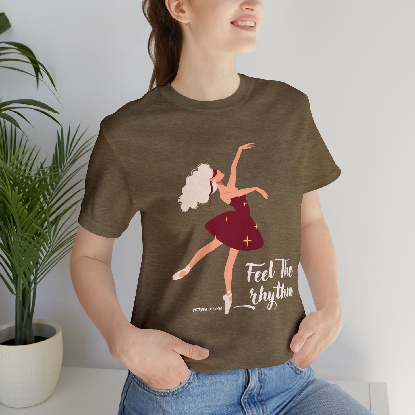 Heather Olive T-Shirt Graphic Tees Men's and Women's Bella Canvas Shirts for Black Tshirt Outfit Bachata Dancer Petrova Designs