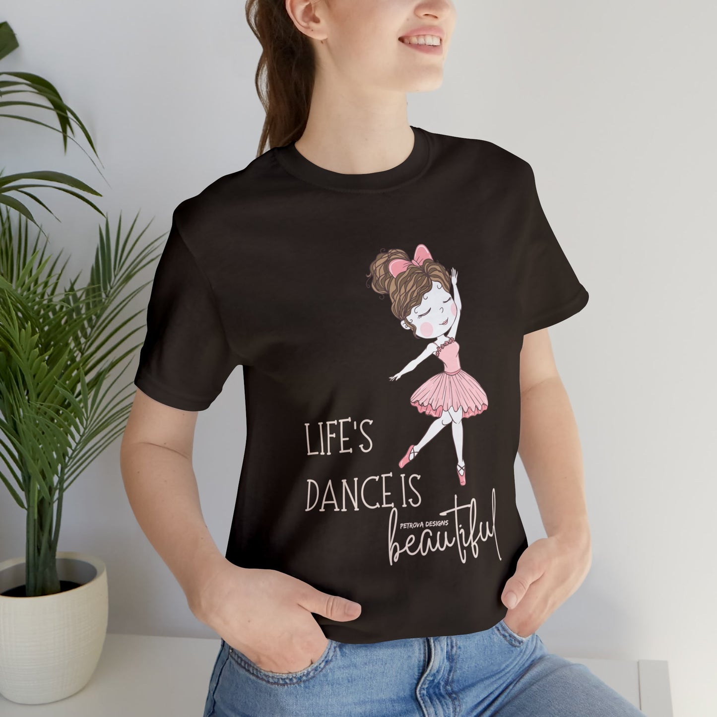 Brown T-Shirt Graphic Tees Men's and Women's Bella Canvas Shirts for Black Tshirt Outfit Ballerina Dancer Petrova Designs