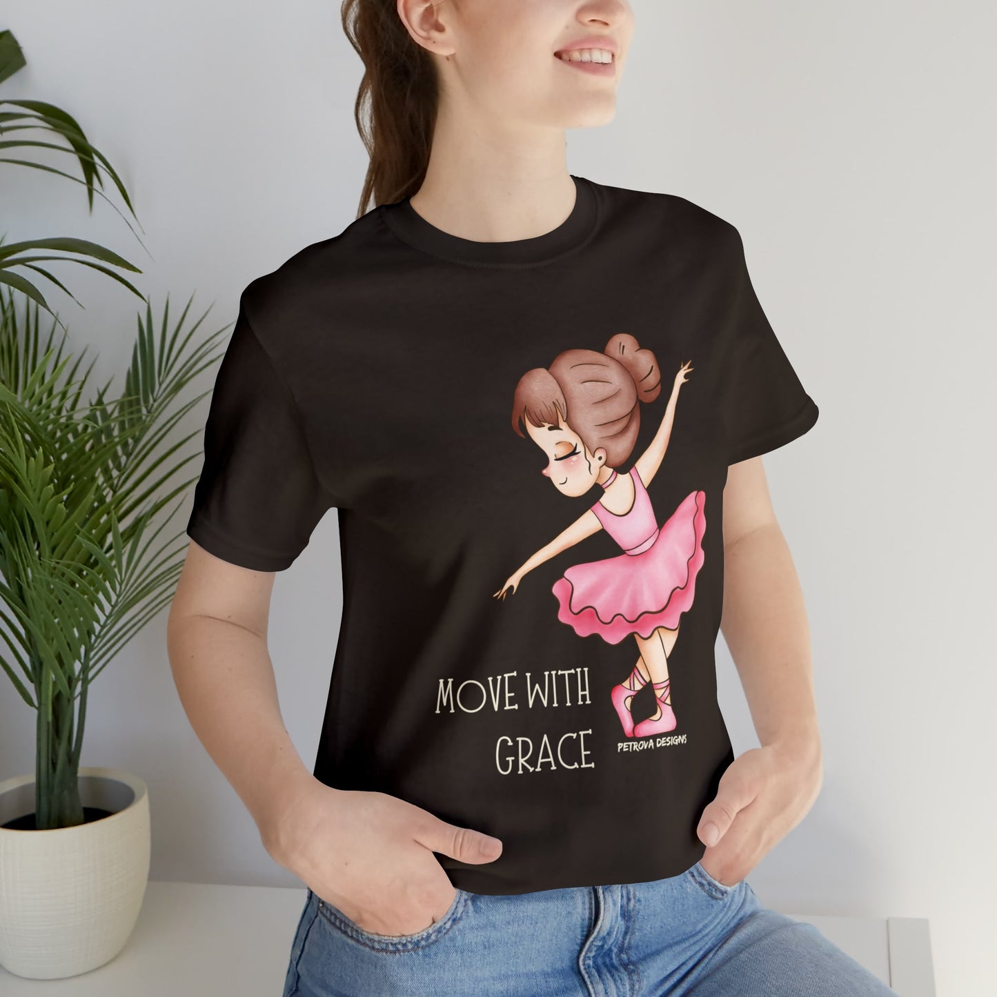 Brown T-Shirt Graphic Tees Men's and Women's Bella Canvas Shirts for Black Tshirt Outfit Ballerina Dancer Petrova Designs