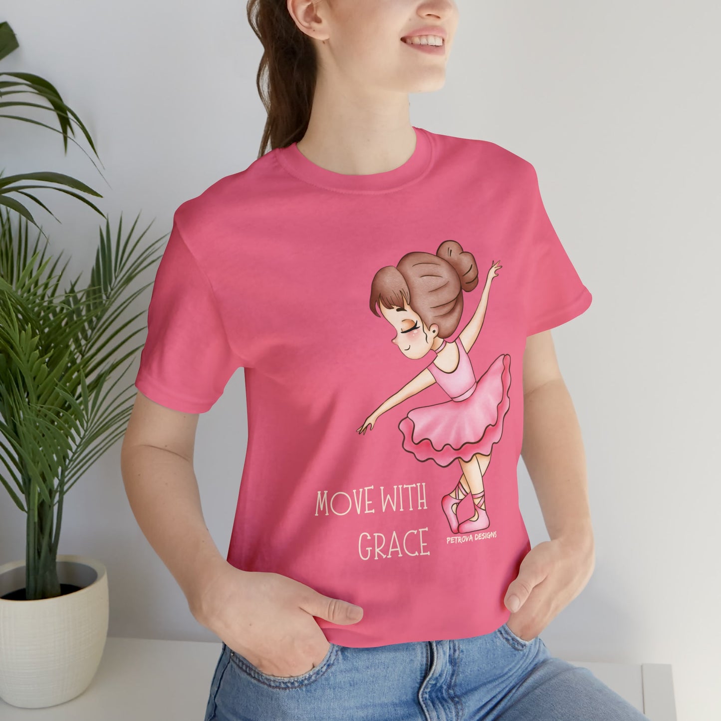 Charity Pink T-Shirt Graphic Tees Men's and Women's Bella Canvas Shirts for Black Tshirt Outfit Ballerina Dancer Petrova Designs