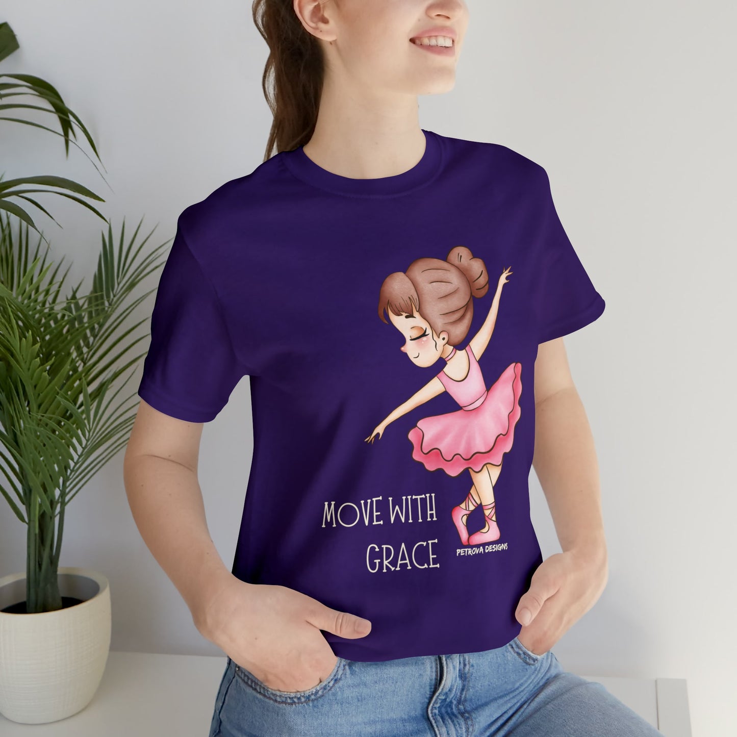 Team Purple T-Shirt Graphic Tees Men's and Women's Bella Canvas Shirts for Black Tshirt Outfit Ballerina Dancer Petrova Designs