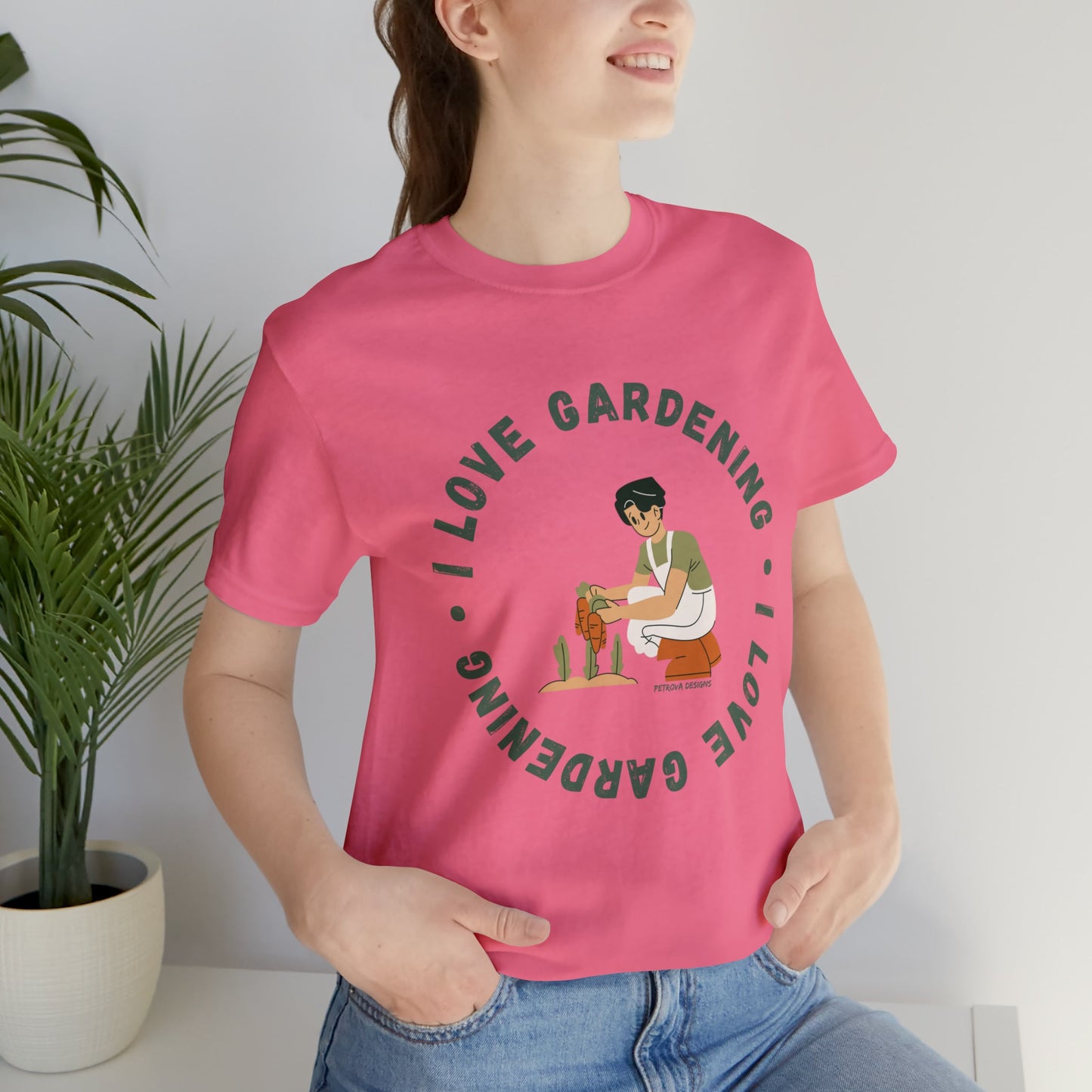 Charity Pink T-Shirt Graphic Tees Men's and Women's Bella Canvas Shirts for Black Tshirt Outfit Garden Gardener Petrova Designs
