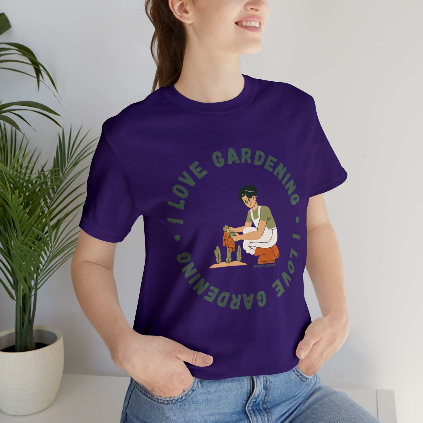 Team Purple T-Shirt Graphic Tees Men's and Women's Bella Canvas Shirts for Black Tshirt Outfit Garden Gardener Petrova Designs