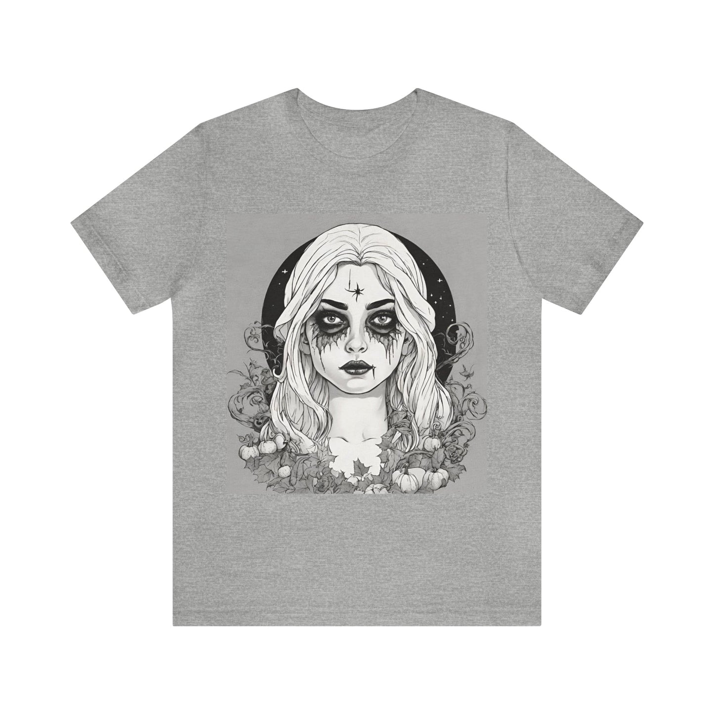 Athletic Heather T-Shirt Halloween Shirt for Adults for Halloween Present Graphic Tee Bella Canvas Black Witch Petrova Designs