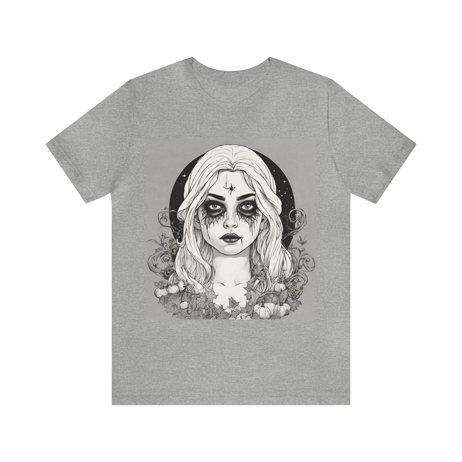 Athletic Heather T-Shirt Halloween Shirt for Adults for Halloween Present Graphic Tee Bella Canvas Black Witch Petrova Designs