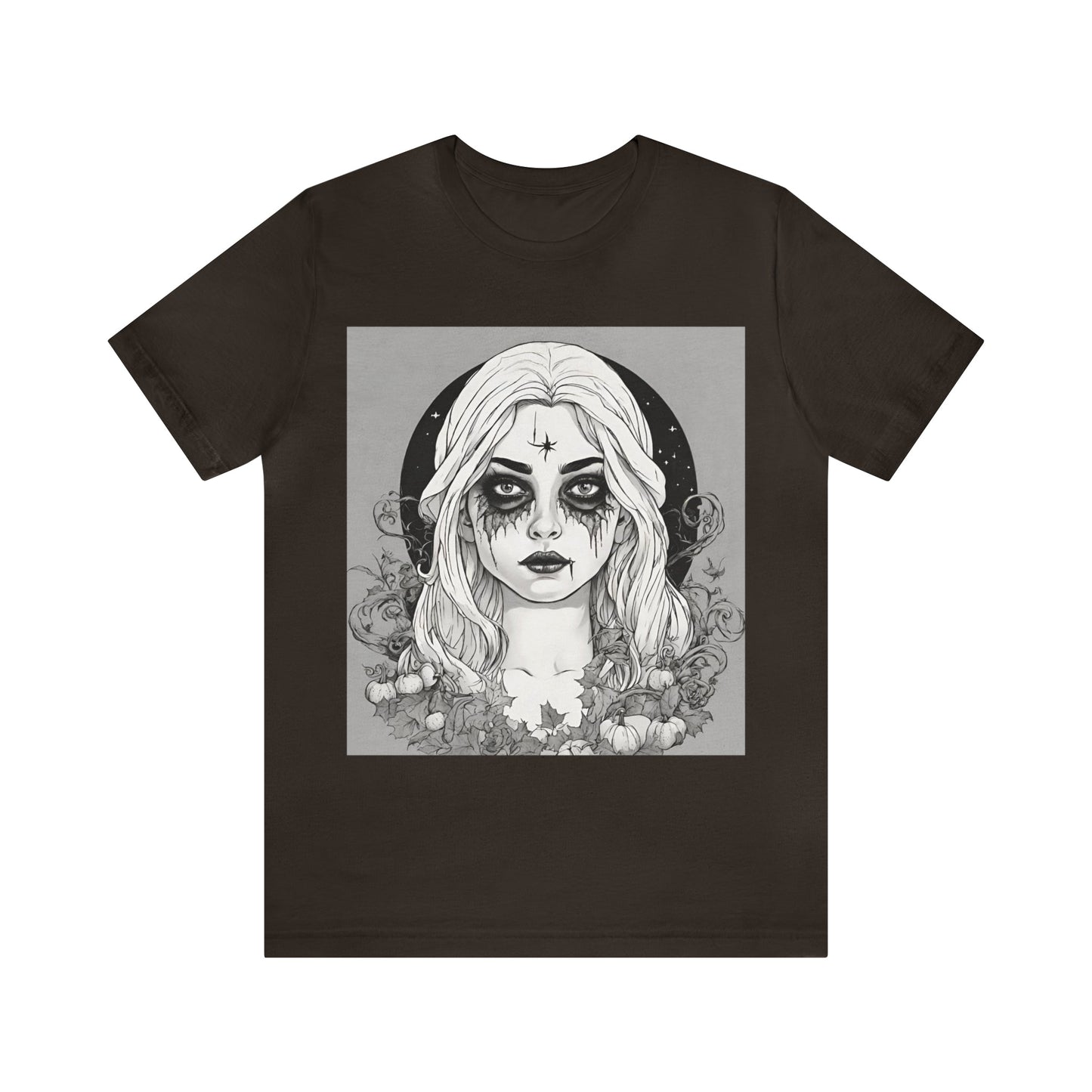 Brown T-Shirt Halloween Shirt for Adults for Halloween Present Graphic Tee Bella Canvas Black Witch Petrova Designs