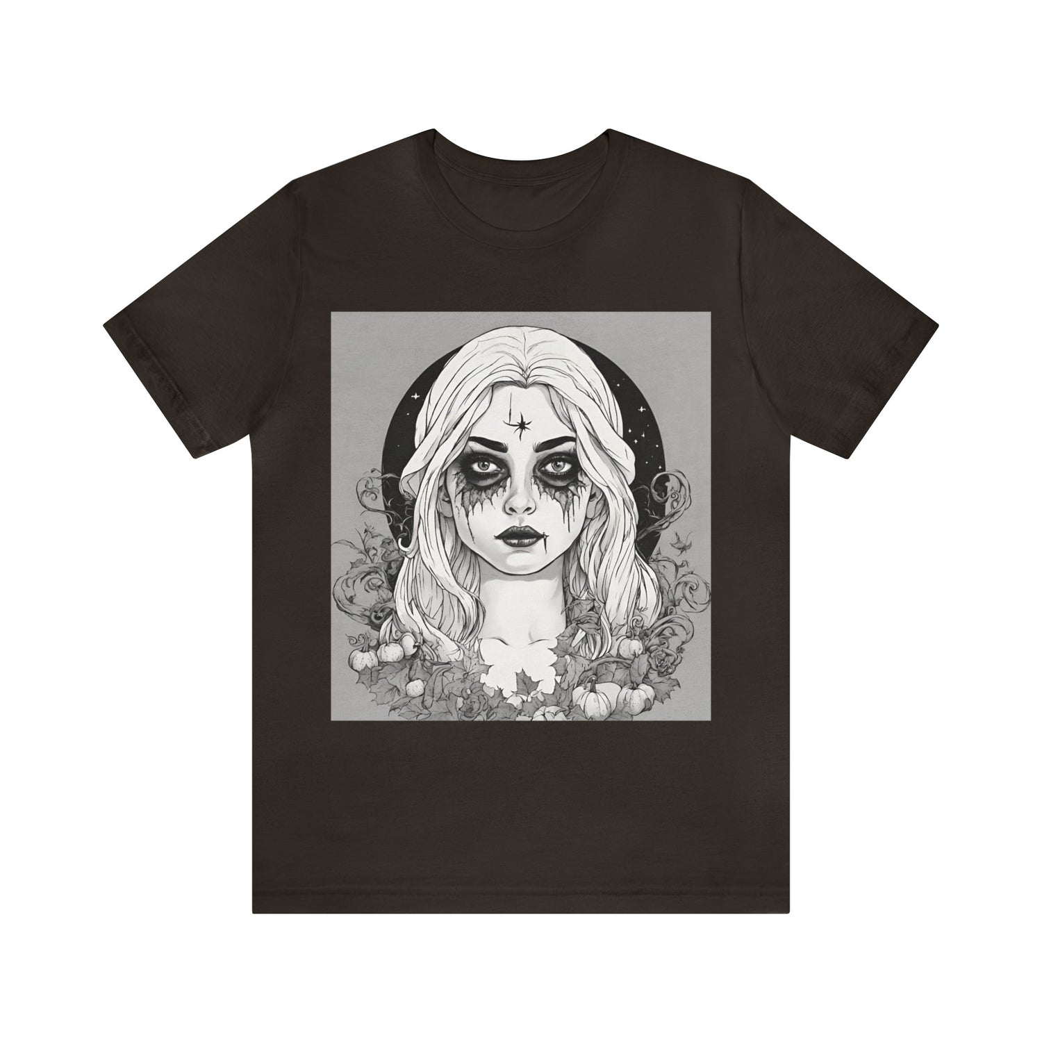 Brown T-Shirt Halloween Shirt for Adults for Halloween Present Graphic Tee Bella Canvas Black Witch Petrova Designs
