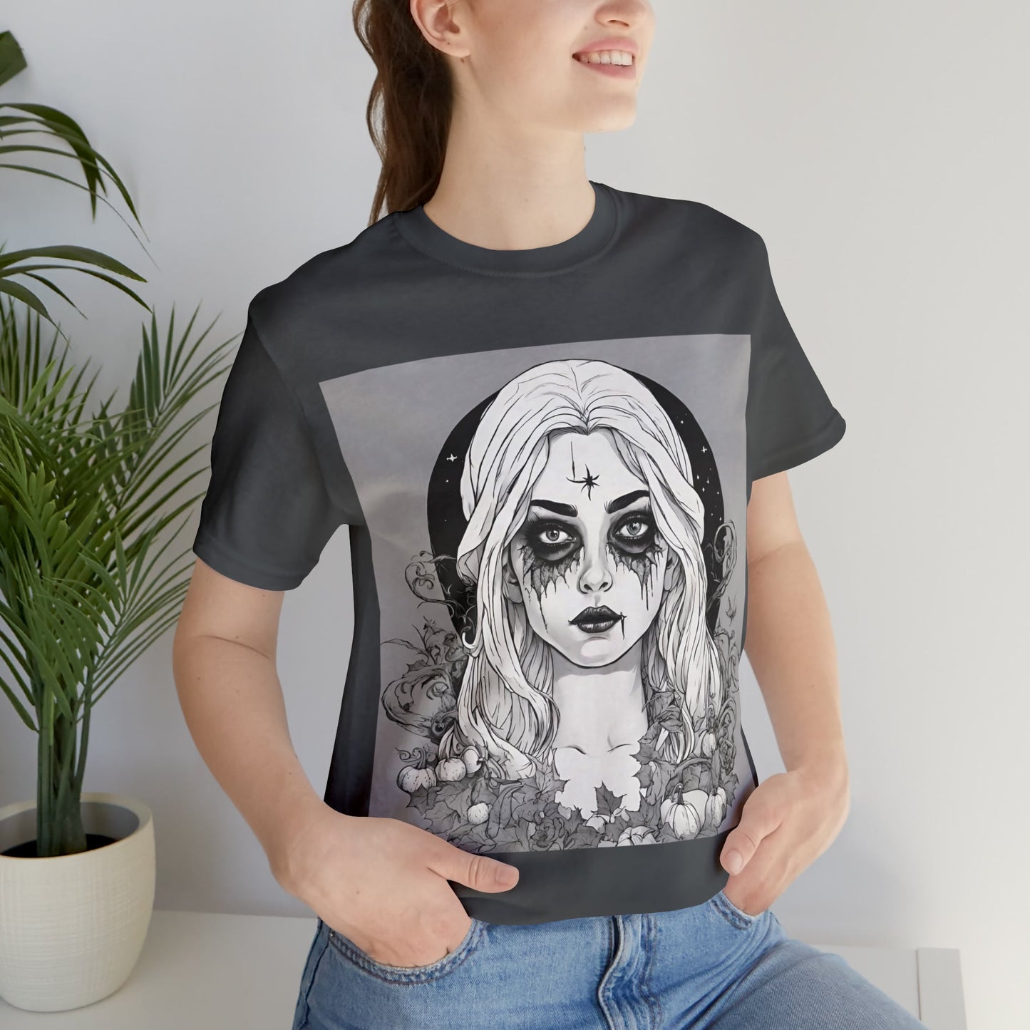 T-Shirt Halloween Shirt for Adults for Halloween Present Graphic Tee Bella Canvas Black Witch Petrova Designs
