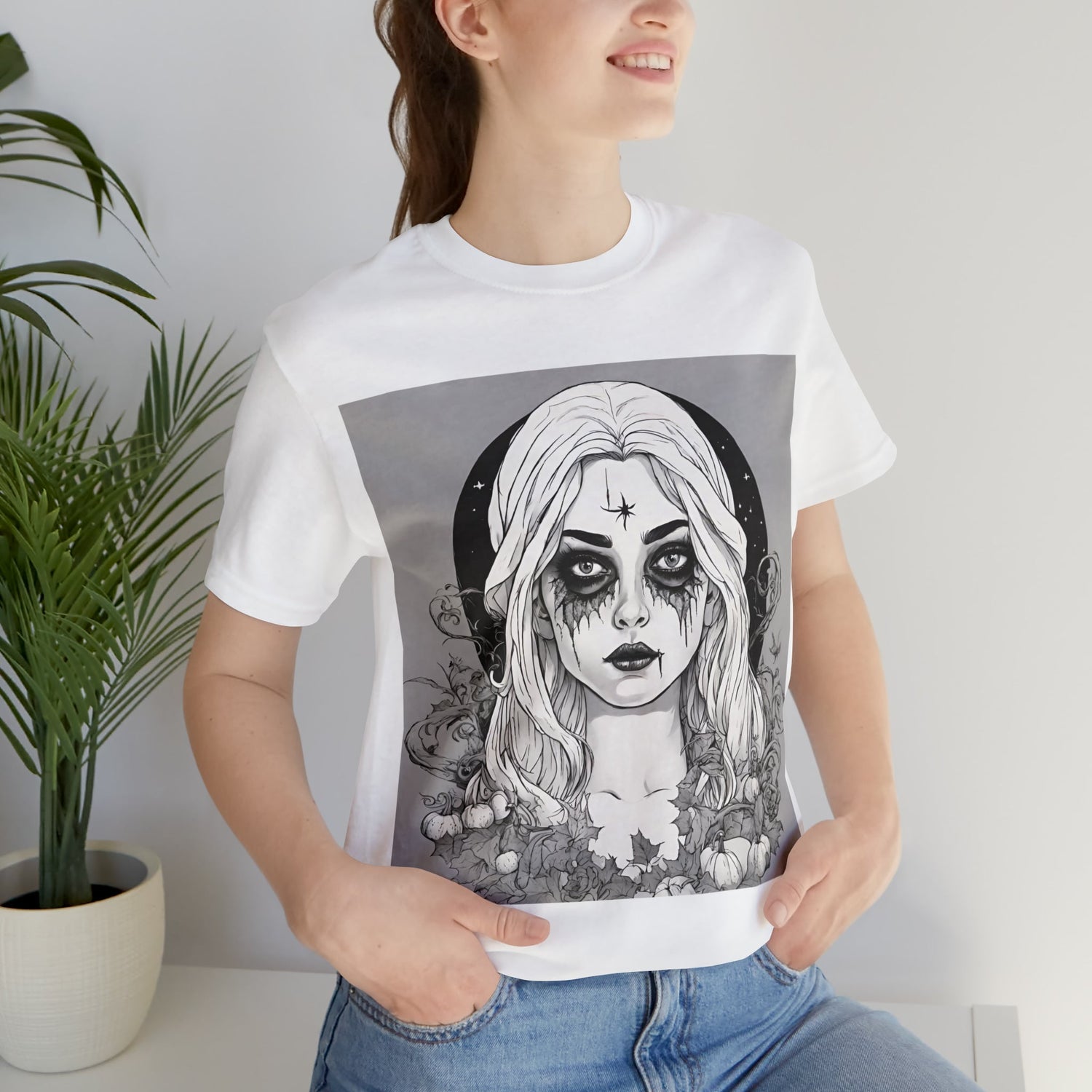 T-Shirt Halloween Shirt for Adults for Halloween Present Graphic Tee Bella Canvas Black Witch Petrova Designs