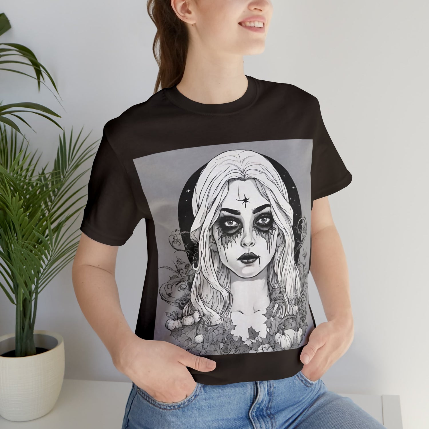 T-Shirt Halloween Shirt for Adults for Halloween Present Graphic Tee Bella Canvas Black Witch Petrova Designs