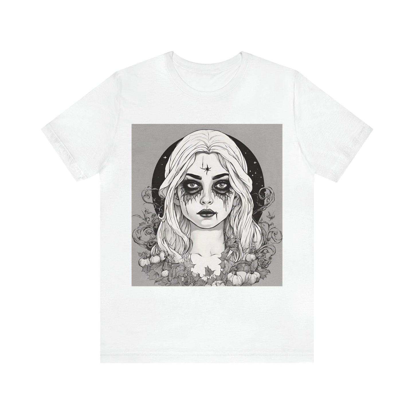 White T-Shirt Halloween Shirt for Adults for Halloween Present Graphic Tee Bella Canvas Black Witch Petrova Designs