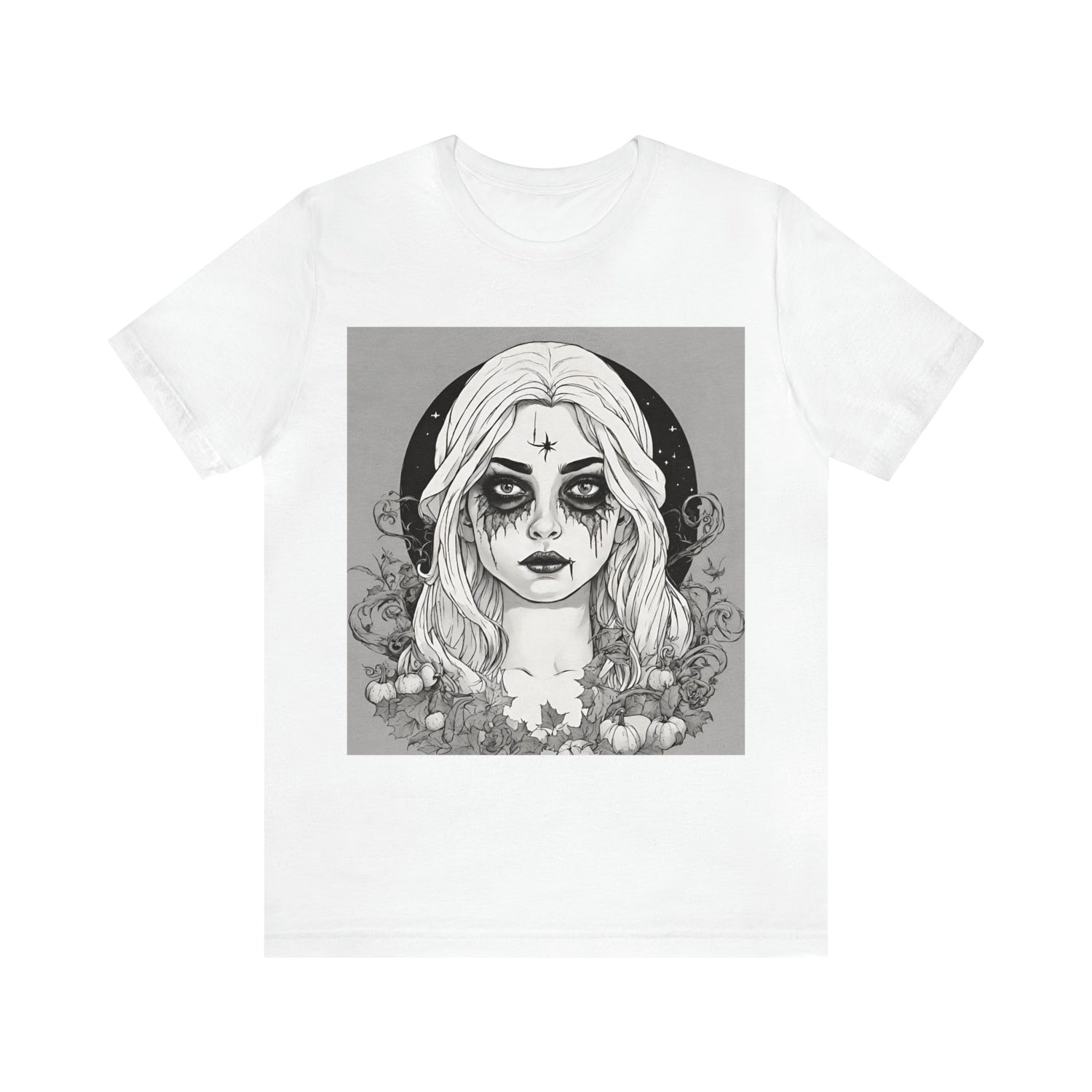 White T-Shirt Halloween Shirt for Adults for Halloween Present Graphic Tee Bella Canvas Black Witch Petrova Designs