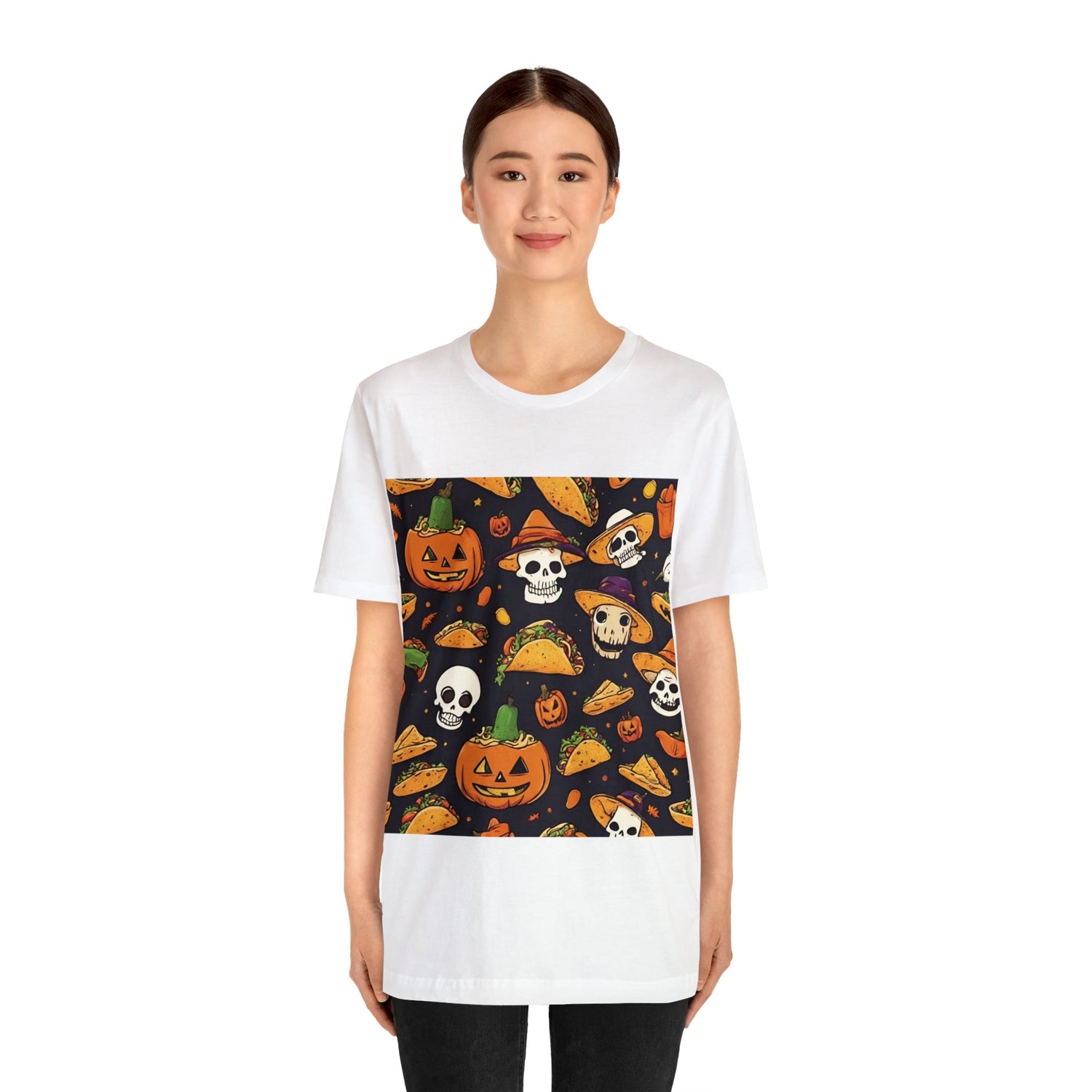 T-Shirt Halloween T-Shirt Graphic Tee for Men Women Bella Canvas Shirt Halloween Cute Pumpkin Petrova Designs