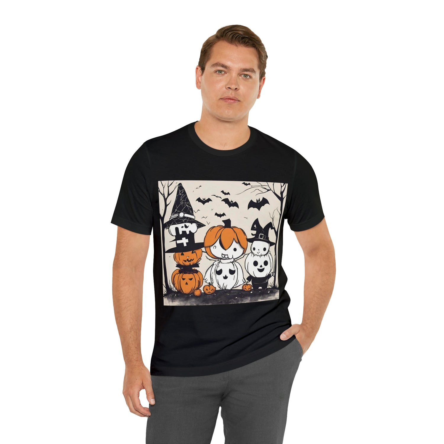 T-Shirt Halloween T-Shirt Graphic Tee for Men Women Bella Canvas Shirt Halloween Pimpkin Petrova Designs