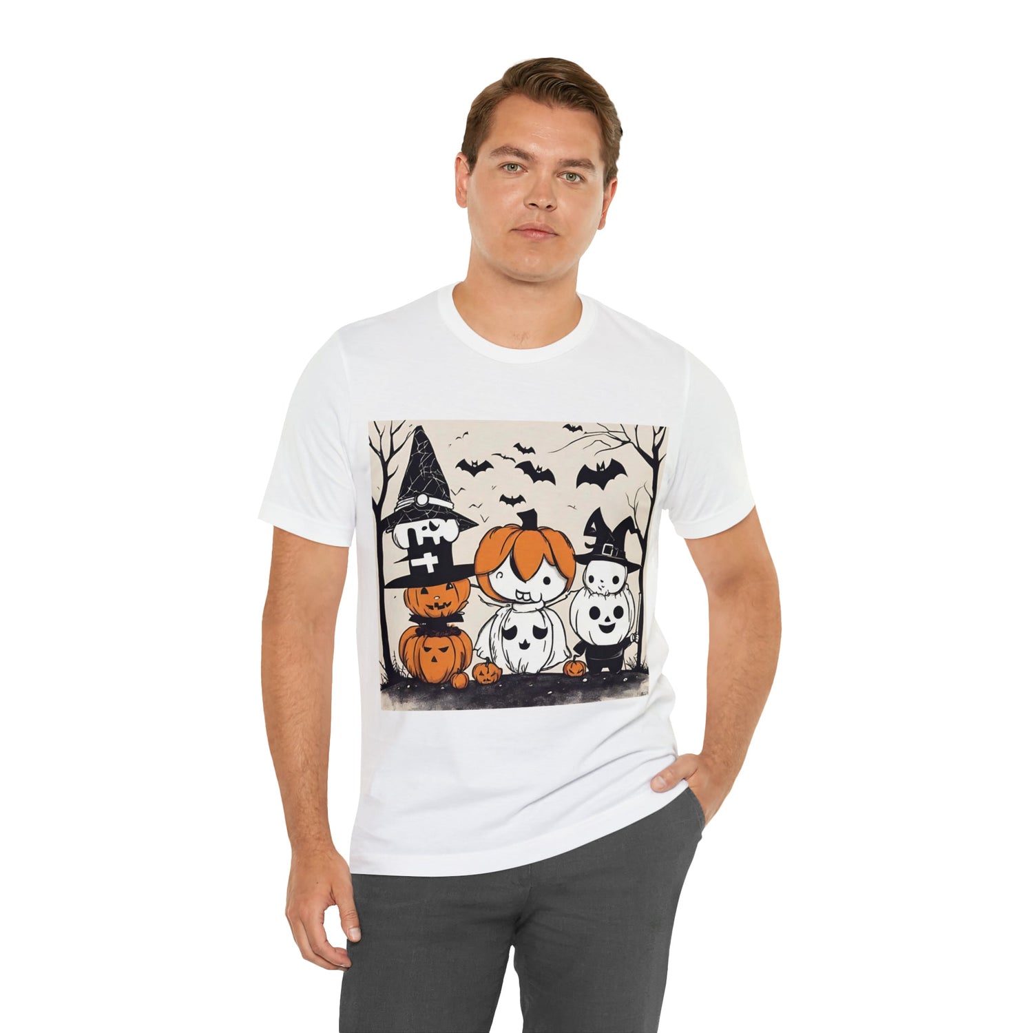 T-Shirt Halloween T-Shirt Graphic Tee for Men Women Bella Canvas Shirt Halloween Pimpkin Petrova Designs