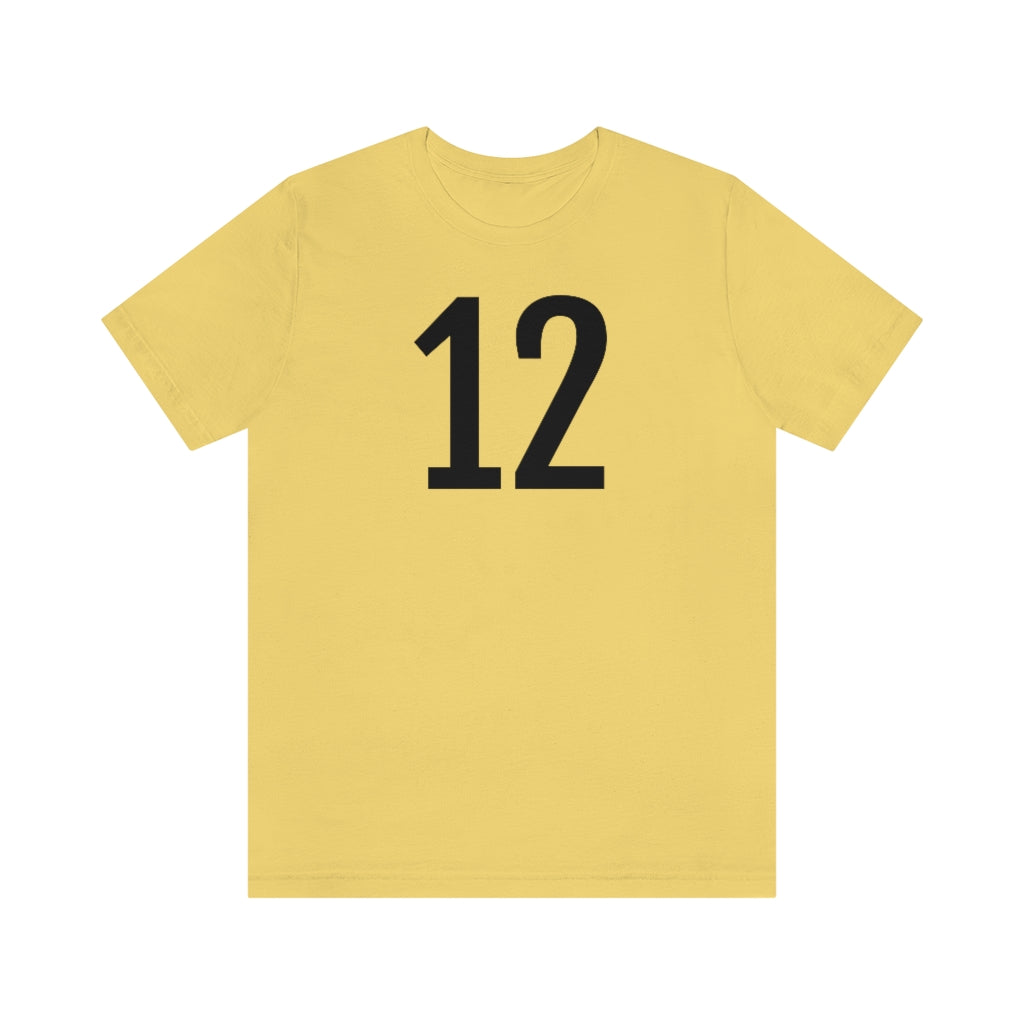 Yellow T-Shirt Numbered T Shirt with Number On Them for Numerological Black Tshirt Outfit 12 Petrova Designs