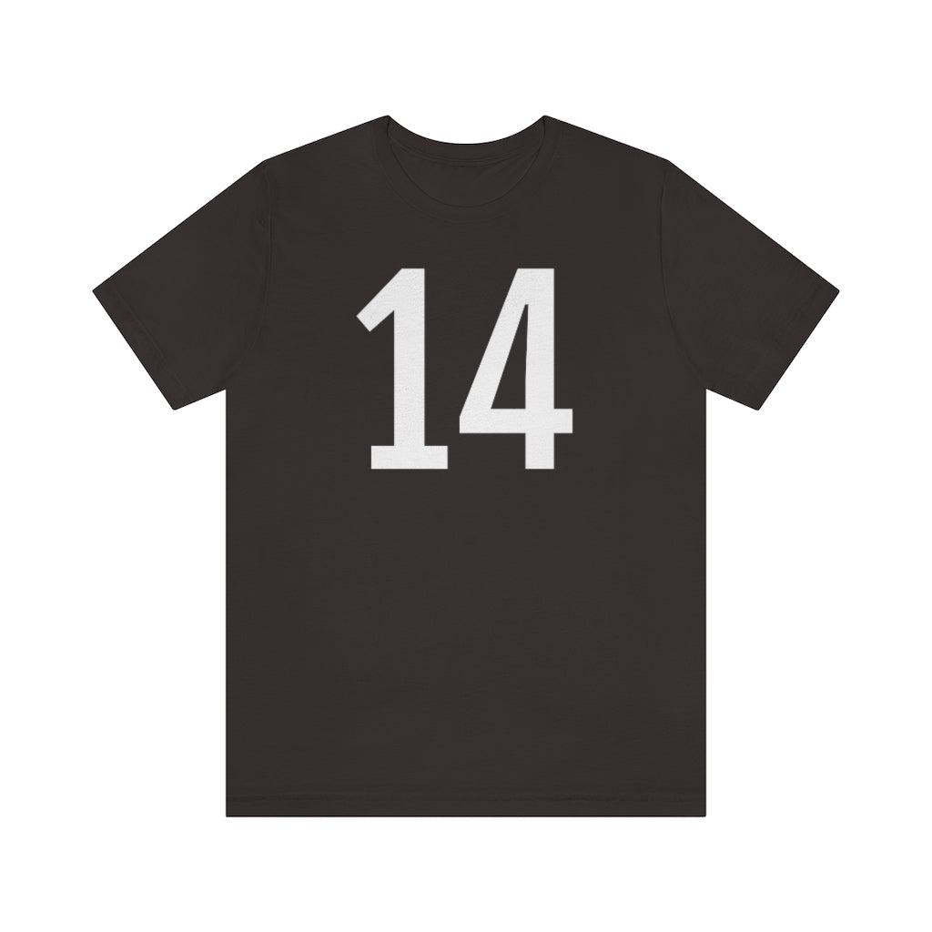 Brown T-Shirt Numbered T Shirt with Number On Them for Numerological Black Tshirt Outfit 14 Petrova Designs