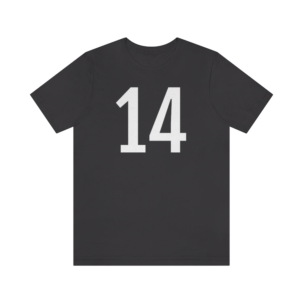 Dark Grey T-Shirt Numbered T Shirt with Number On Them for Numerological Black Tshirt Outfit 14 Petrova Designs
