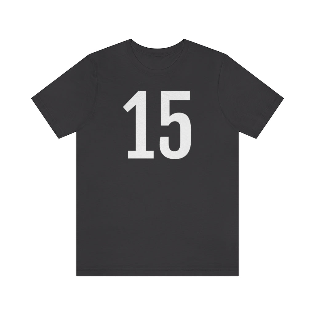 Dark Grey T-Shirt Numbered T Shirt with Number On Them for Numerological Black Tshirt Outfit 15 Petrova Designs