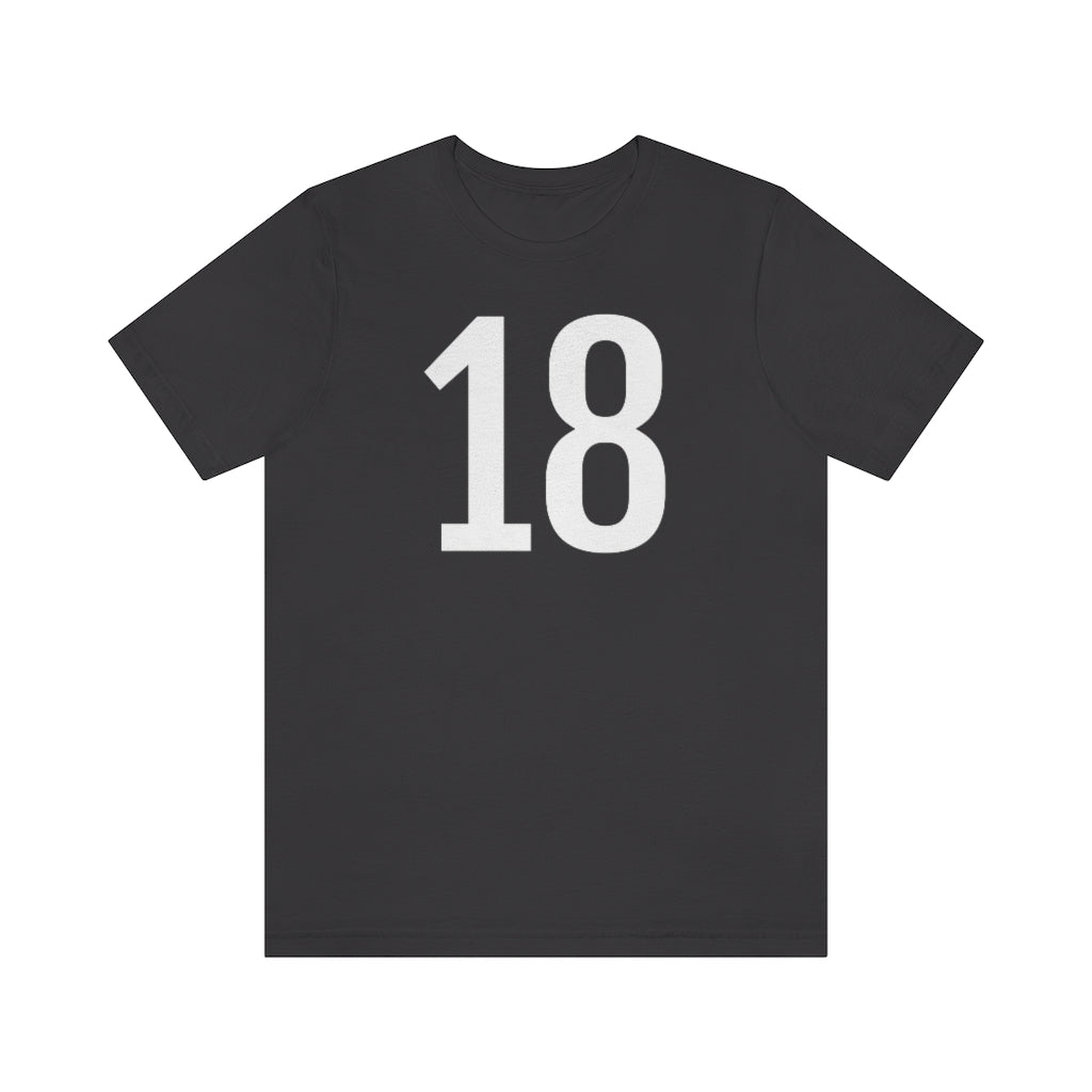 Dark Grey T-Shirt Numbered T Shirt with Number On Them for Numerological Black Tshirt Outfit 18 Petrova Designs