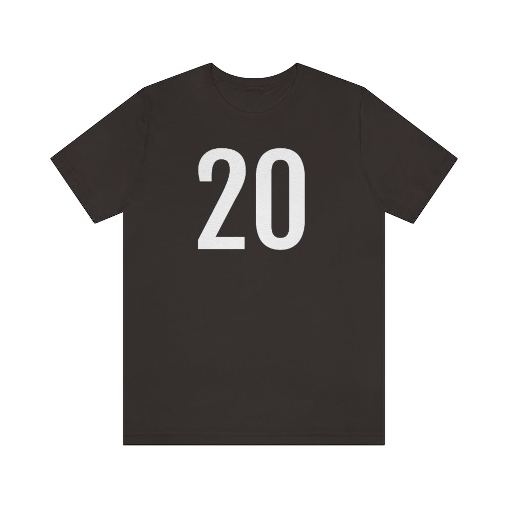 Brown T-Shirt Numbered T Shirt with Number On Them for Numerological Black Tshirt Outfit 20 Petrova Designs