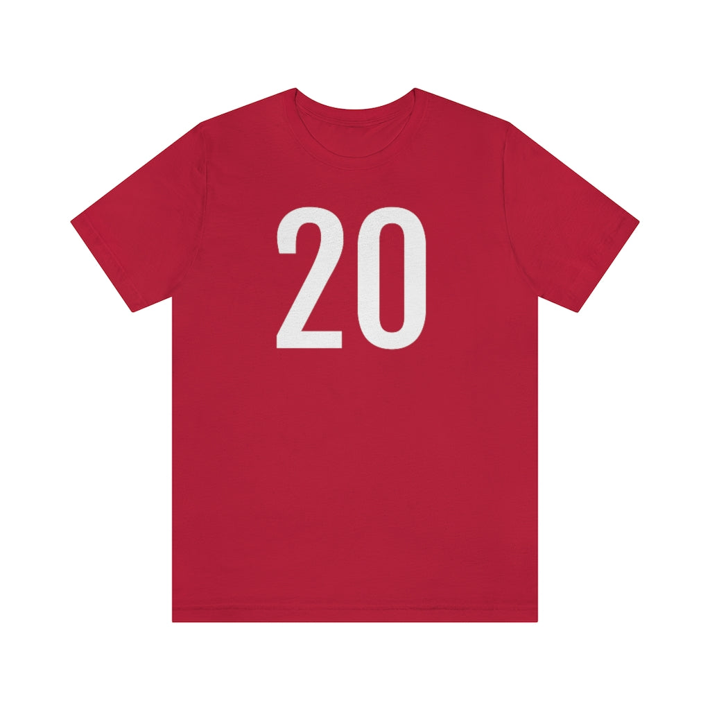 Red T-Shirt Numbered T Shirt with Number On Them for Numerological Black Tshirt Outfit 20 Petrova Designs