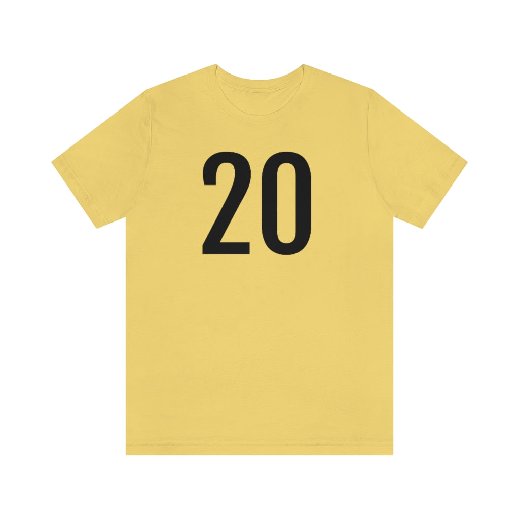 Yellow T-Shirt Numbered T Shirt with Number On Them for Numerological Black Tshirt Outfit 20 Petrova Designs