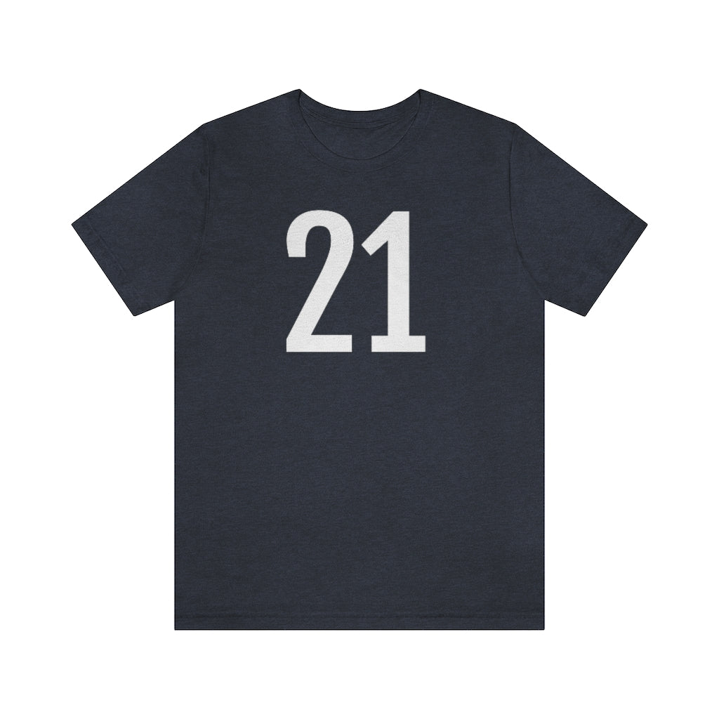 Heather Navy T-Shirt Numbered T Shirt with Number On Them for Numerological Black Tshirt Outfit 21 Petrova Designs