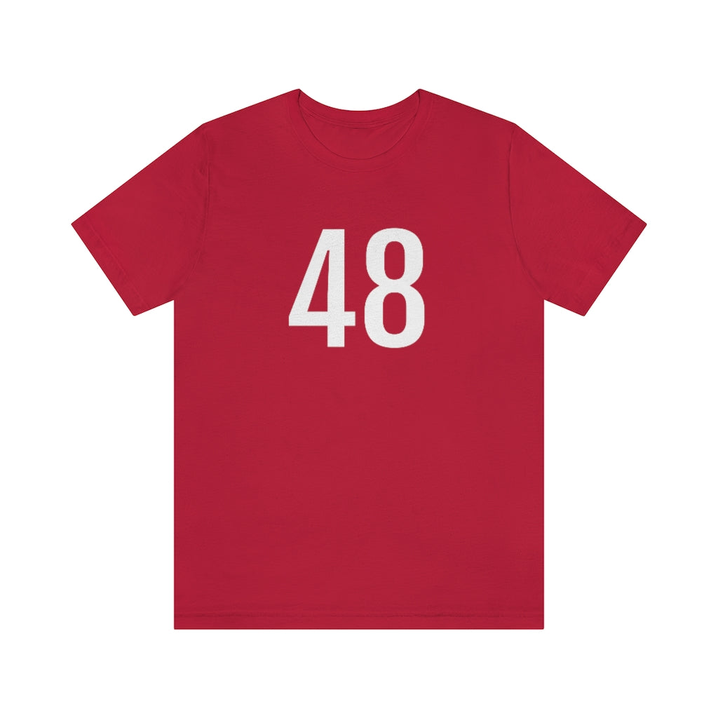 Red T-Shirt Numbered Tee Shirt with Numbers On Them for Numbered T-Shirt Outfit Petrova Designs