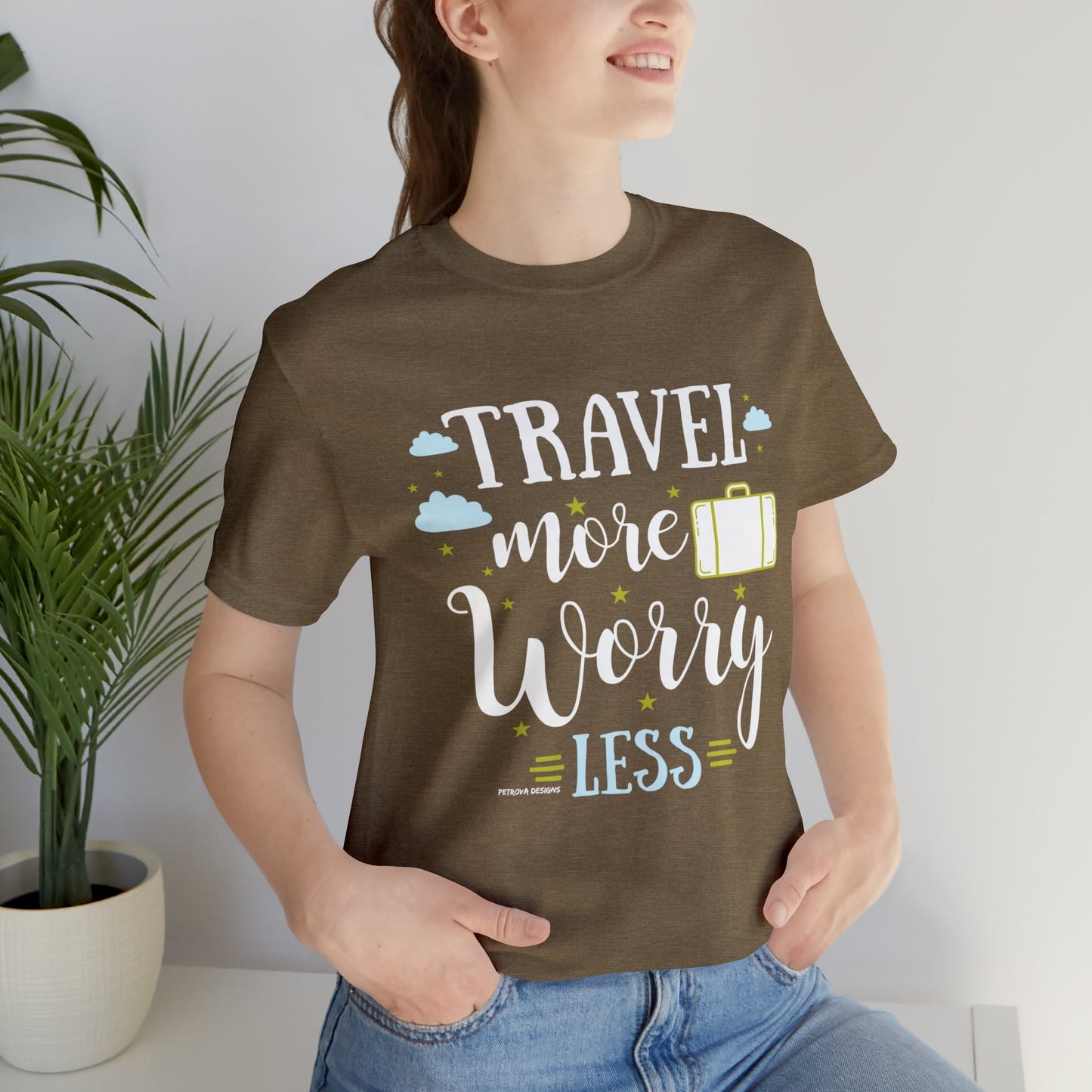 Heather Olive T-Shirt Text Shirt for Men & Women Black Bella Canvas Shirts for Tshirt Outfit Aesthetic Traveler Traveling Petrova Designs