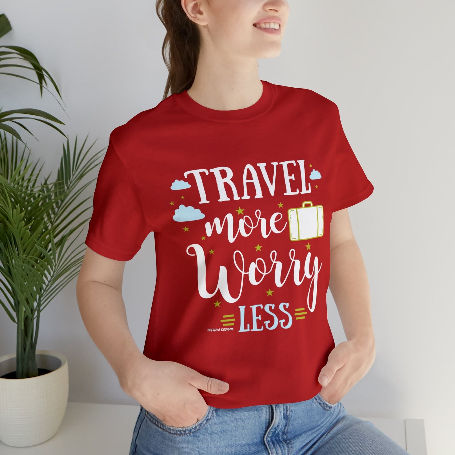 Red T-Shirt Text Shirt for Men & Women Black Bella Canvas Shirts for Tshirt Outfit Aesthetic Traveler Traveling Petrova Designs