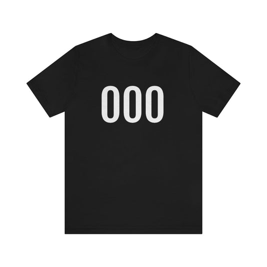 Black T-Shirt 000 Numbered Tee Shirt with Numbers On Them for Numbered T-Shirt Outfit Petrova Designs