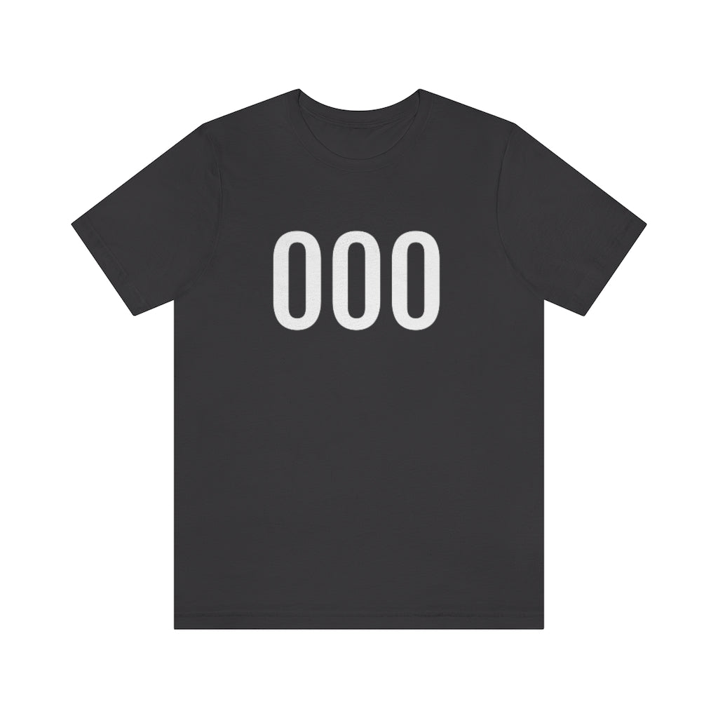 Dark Grey T-Shirt 000 Numbered Tee Shirt with Numbers On Them for Numbered T-Shirt Outfit Petrova Designs