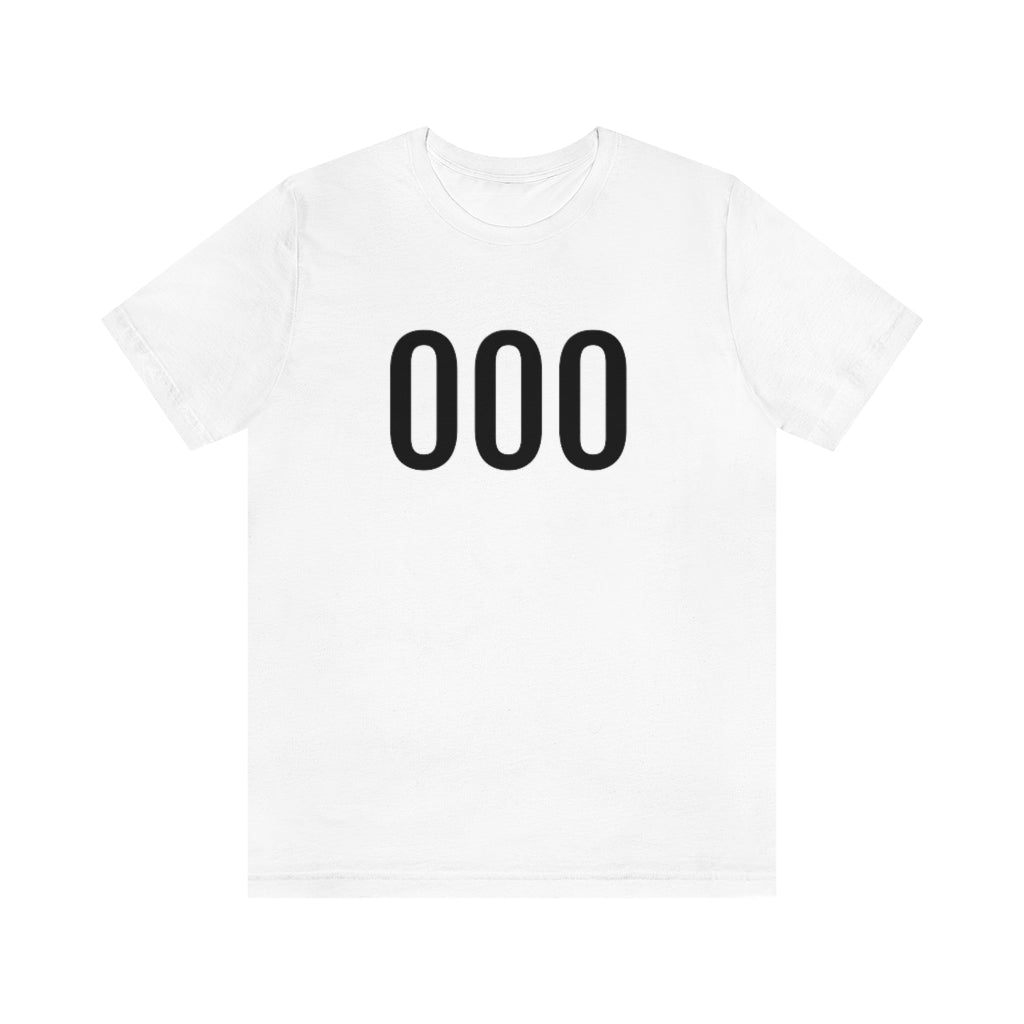 White T-Shirt 000 Numbered Tee Shirt with Numbers On Them for Numbered T-Shirt Outfit Petrova Designs