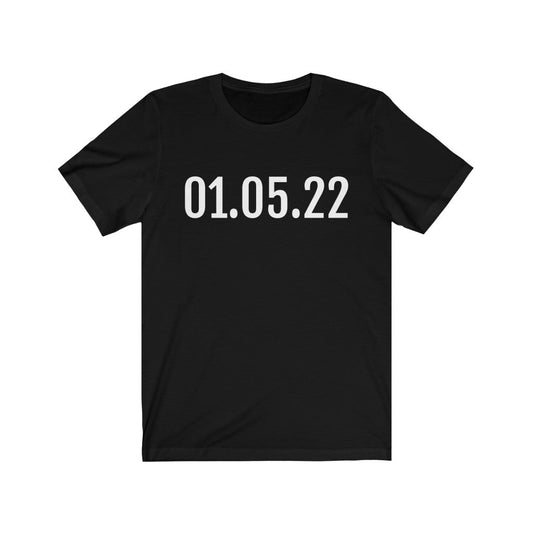 Black T-Shirt 01/05/22 Numbered Tee Shirt with Numbers On Them for Numbered T-Shirt Outfit Petrova Designs