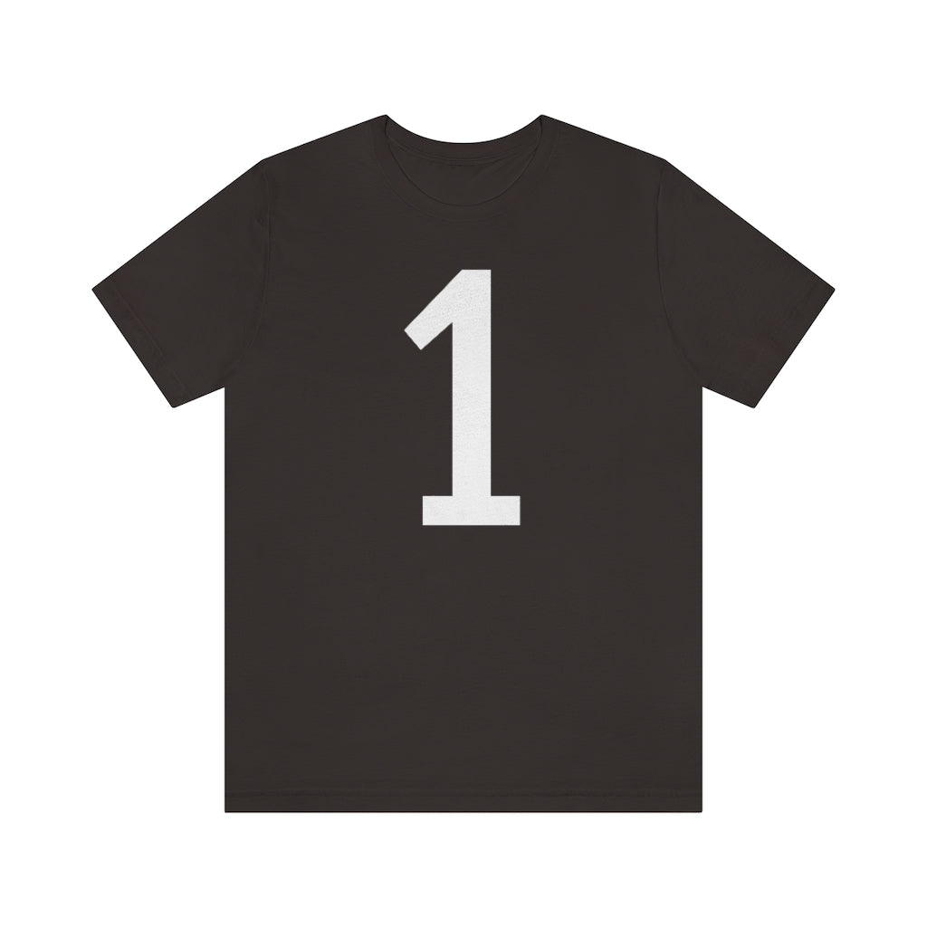 Brown T-Shirt 1 Tee Shirt with Numbers On Them for Numbered T-Shirt Outfit Numerology Aesthetic Petrova Designs