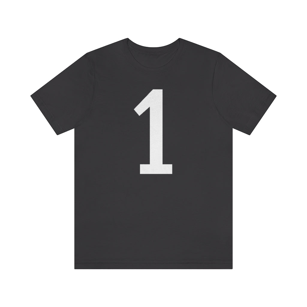 Dark Grey T-Shirt 1 Tee Shirt with Numbers On Them for Numbered T-Shirt Outfit Numerology Aesthetic Petrova Designs