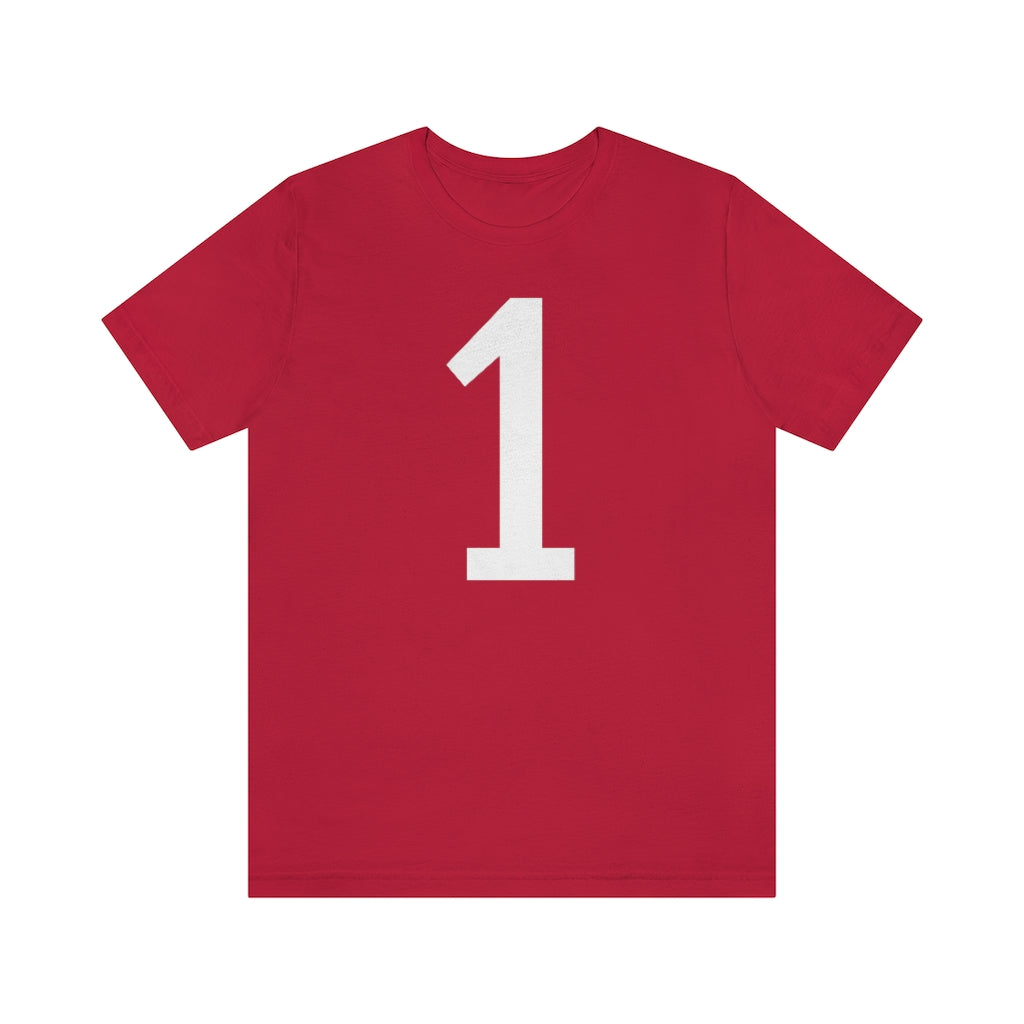 Red T-Shirt 1 Tee Shirt with Numbers On Them for Numbered T-Shirt Outfit Numerology Aesthetic Petrova Designs