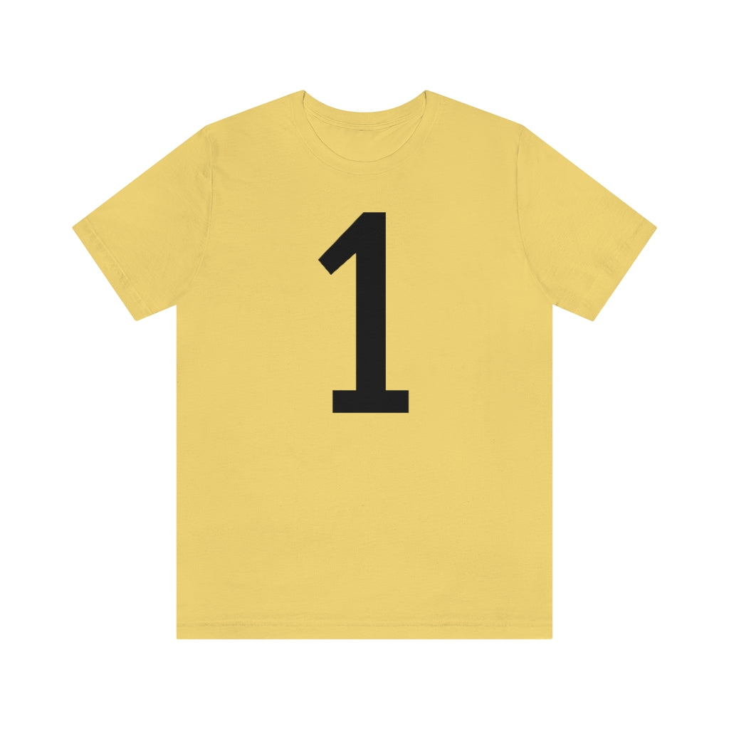 Yellow T-Shirt 1 Tee Shirt with Numbers On Them for Numbered T-Shirt Outfit Numerology Aesthetic Petrova Designs