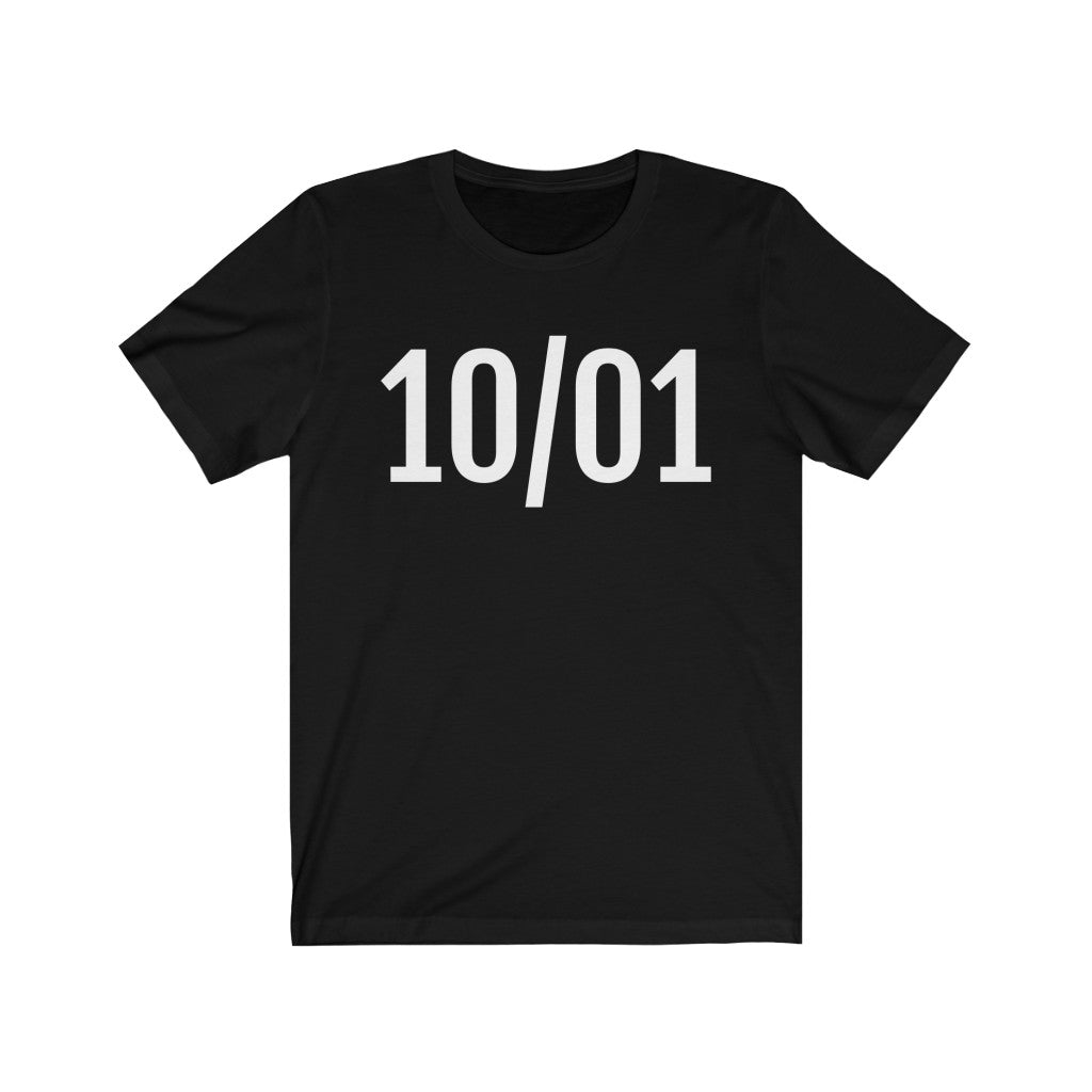 Black T-Shirt 10/01 Numbered Tee Shirt with Numbers On Them for Numbered T-Shirt Outfit Petrova Designs