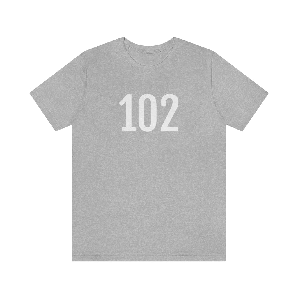 Athletic Heather T-Shirt 102 Tee Shirt with Numbers On Them for Numbered T-Shirt Outfit Numerology Aesthetic Petrova Designs