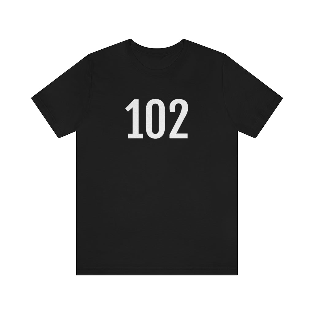 Black T-Shirt 102 Tee Shirt with Numbers On Them for Numbered T-Shirt Outfit Numerology Aesthetic Petrova Designs