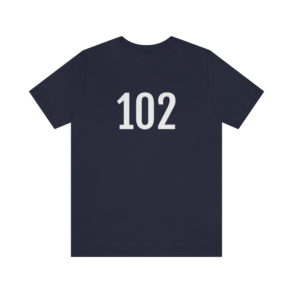 Navy T-Shirt 102 Tee Shirt with Numbers On Them for Numbered T-Shirt Outfit Numerology Aesthetic Petrova Designs