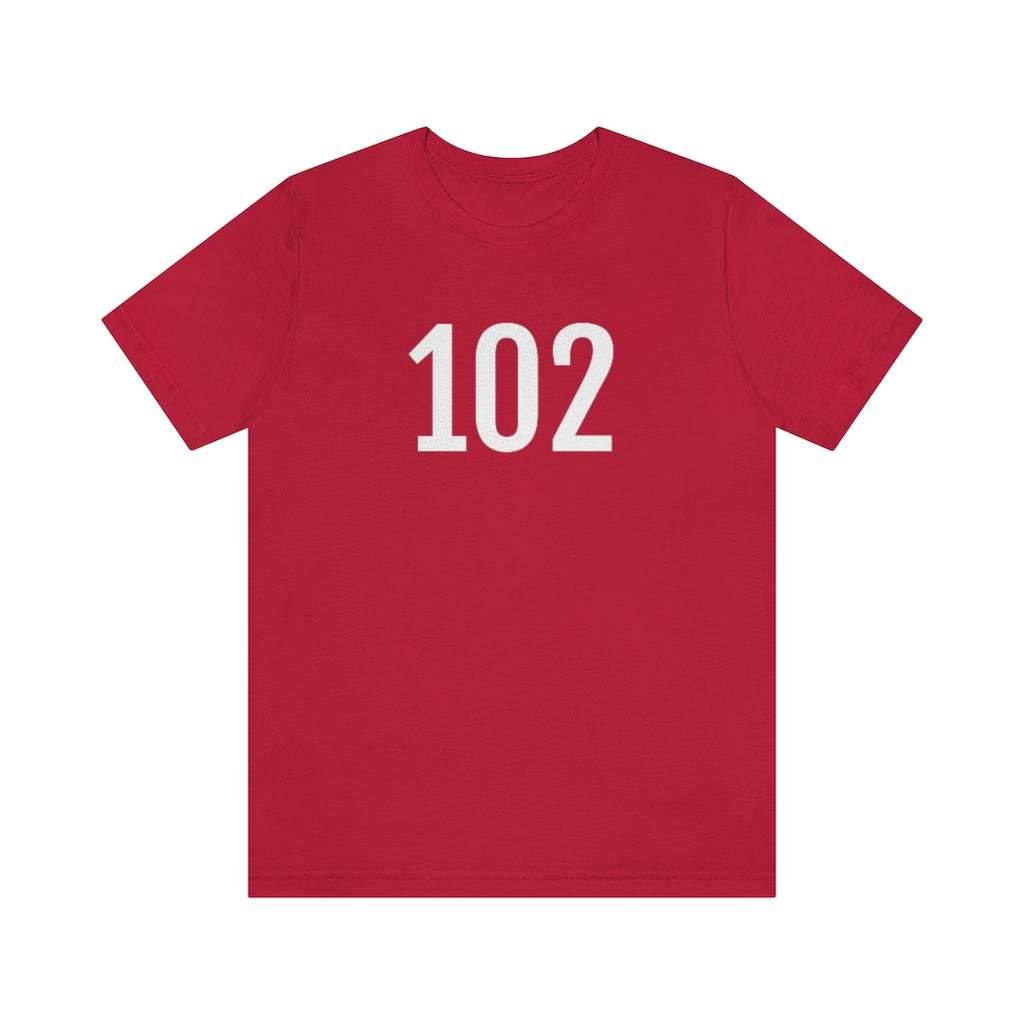 Red T-Shirt 102 Tee Shirt with Numbers On Them for Numbered T-Shirt Outfit Numerology Aesthetic Petrova Designs