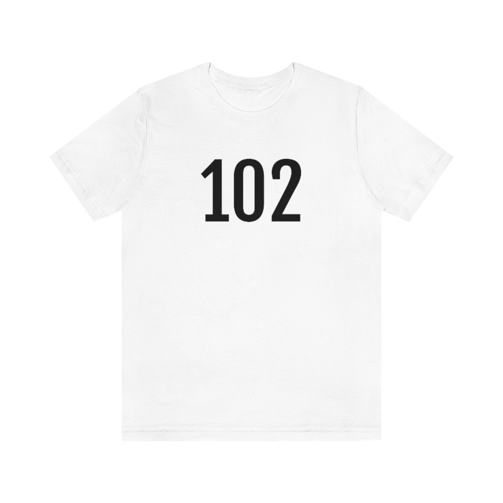 White T-Shirt 102 Tee Shirt with Numbers On Them for Numbered T-Shirt Outfit Numerology Aesthetic Petrova Designs