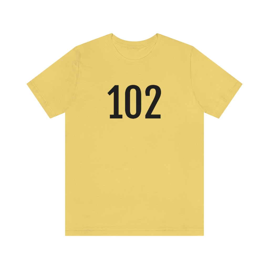 Yellow T-Shirt 102 Tee Shirt with Numbers On Them for Numbered T-Shirt Outfit Numerology Aesthetic Petrova Designs