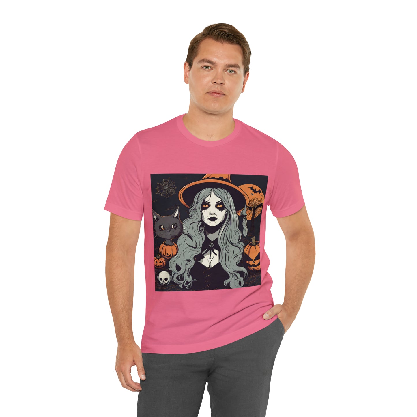 Halloween T-Shirt with Witch And a Spooky Cat T-Shirt | Halloween Gift Ideas T-Shirt Petrova Designs