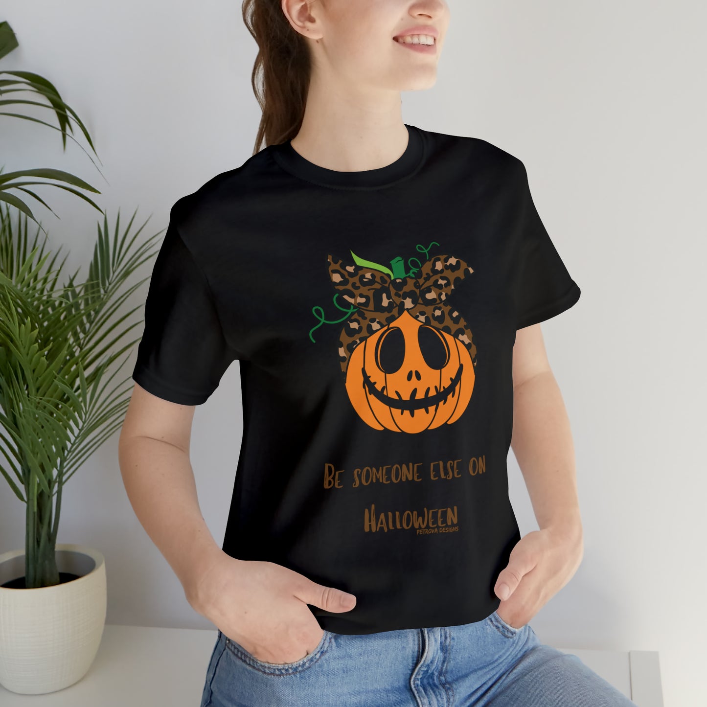 Halloween Pumpkin T-Shirt Black T-Shirt Petrova Designs