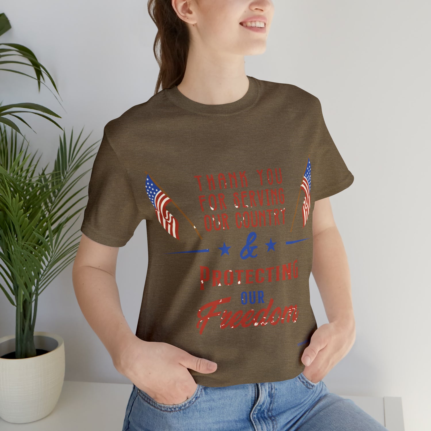 Heather Olive T-Shirt Tshirt Design Gift for Friend and Family Short Sleeved Shirt Veterans Day Petrova Designs