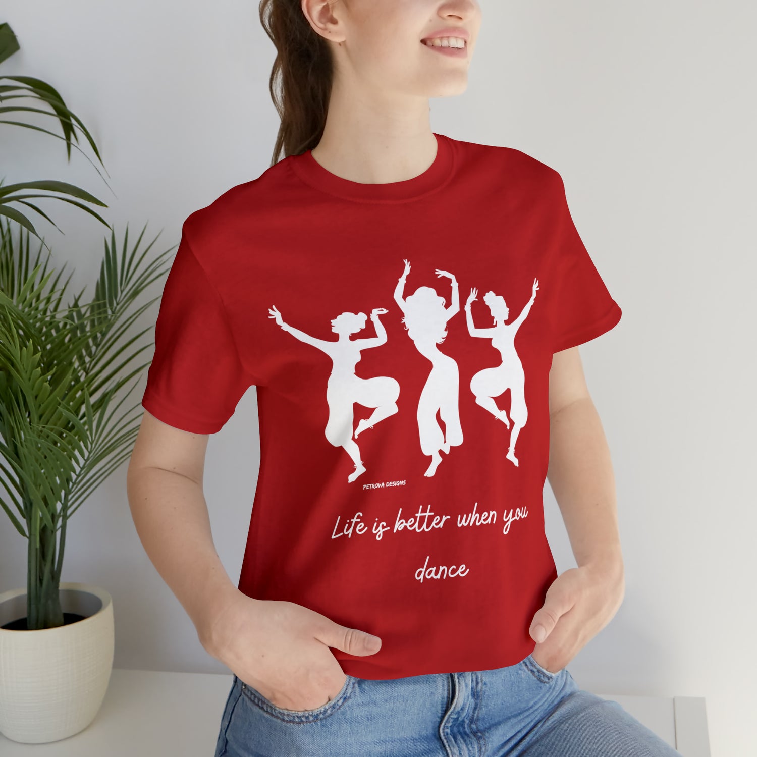 Red T-Shirt Tshirt Design Gift for Friend and Family Short Sleeved Shirt Hobby Aesthetic Petrova Designs